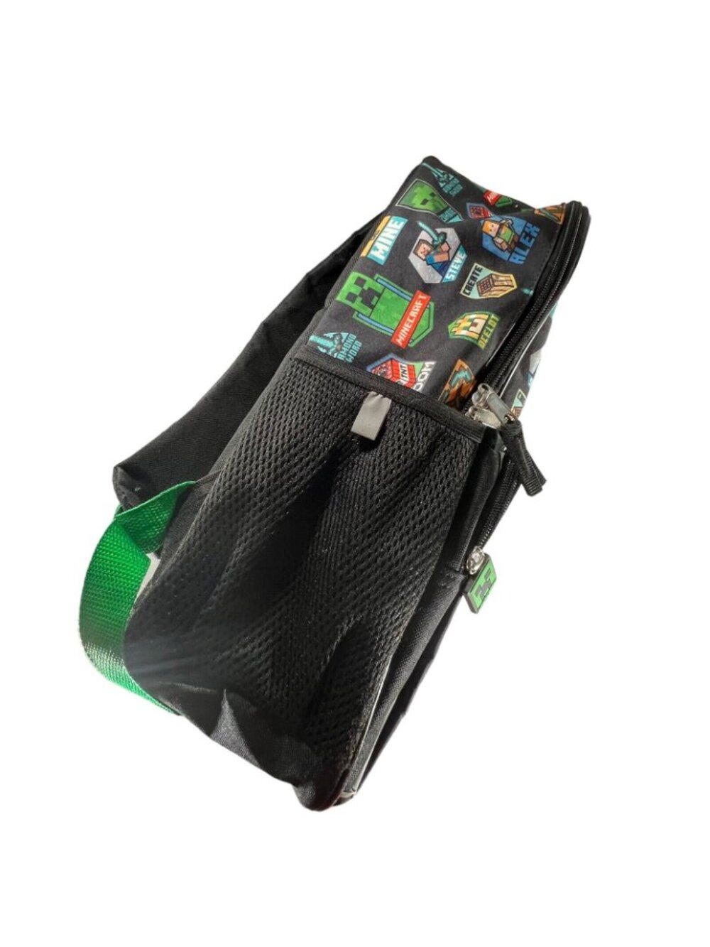 Minecraft Creeper Backpack Detachable Lunch Bag School Kids Boys Black Green - Picture 15 of 16